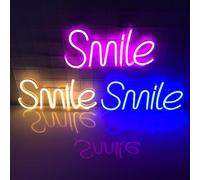 Logotipo de neón LED smile 3, luz ambiente de la Sala de estar del dormitorio, batería USB/aa, regalo de cumpleaños adecuado, boda, fiesta, decoración del hogar (rosa, azul, blanco cálido)