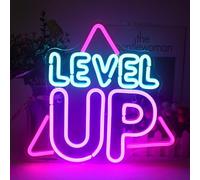 Logotipo de Neón Level Up para Decoración de Paredes - Diseño de Juegos Creativo con Alimentación USB para Sala y Área