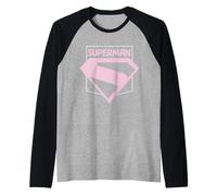 Logotipo de superhéroe con emblema rosa de Superman Camiseta Manga Raglan