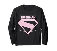 Logotipo de superhéroe con emblema rosa de Superman Manga Larga