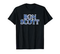 Logotipo de tartán azul Bon Scott con silueta de león Camiseta