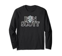 Logotipo de tartán gris oscuro de Bon Scott Manga Larga