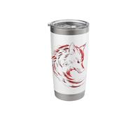 Logotipo del emblema del lobo, un diseño de la mitología Vaso térmico de acero inoxidable de doble pared