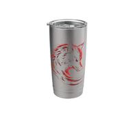 Logotipo del emblema del lobo, un diseño de la mitología Vaso térmico de acero inoxidable de doble pared