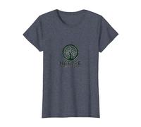 Logotipo ecológico de Nature Knows Best Tree of Life Camiseta, Mujer, Azul Jaspeado, M