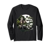 Logotipo japonés Yin Yang Cascada Bonsái Árbol Arte Japonés Manga Larga