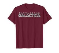 Logotipo metálico del título de Battlestar Galactica Camiseta, Hombre, Granate, XL