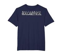 Logotipo metálico del título de Battlestar Galactica Camiseta, Hombre Tallas Grandes, Azul Marino, 2X Alto