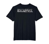 Logotipo metálico del título de Battlestar Galactica Camiseta, Hombre Tallas Grandes, Negro, 2X Alto