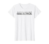 Logotipo metálico del título de Battlestar Galactica Camiseta, Mujer, Blanco, 3XL