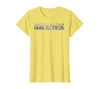 Logotipo metálico del título de Battlestar Galactica Camiseta, Mujer, Limón, XXL
