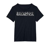 Logotipo metálico del título de Battlestar Galactica Camiseta, Mujer Tallas Grandes, Negro, 2XL Grande