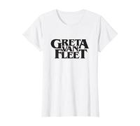 Logotipo Oficial de Greta Van Fleet, Color Negro, Blanco Camiseta, Mujer, Blanco, S