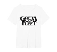 Logotipo Oficial de Greta Van Fleet, Color Negro, Blanco Camiseta, Mujer Tallas Grandes, Blanco, 3XL Grande