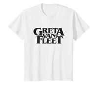 Logotipo Oficial de Greta Van Fleet, Color Negro, Blanco Camiseta, Niños, Blanco, 4 años