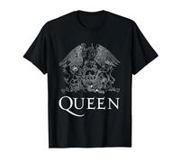 Logotipo Oficial de Queen Classic Crest, Color Blanco Camiseta, Hombre, Negro, 6XL