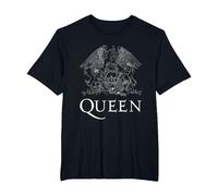 Logotipo Oficial de Queen Classic Crest, Color Blanco Camiseta, Hombre Tallas Grandes, Negro, 4X Alto