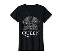 Logotipo Oficial de Queen Classic Crest, Color Blanco Camiseta, Mujer, Negro, S