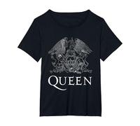 Logotipo Oficial de Queen Classic Crest, Color Blanco Camiseta, Mujer Tallas Grandes, Negro, 1XL Grande