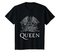 Logotipo Oficial de Queen Classic Crest, Color Blanco Camiseta, Niños, Negro, 8 años