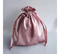 Logotipo personalizable Bolsa de seda Maroon Wood Ear Cordón Bolsas Cosméticos Productos para el cuidado de la piel Bolsa de almacenamiento Zapatos Ropa Bolsas para el polvo-coral BSD27,50x60cm