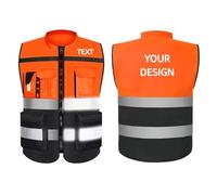Logotipo Personalizado Chaleco De Seguridad De Alta Visibilidad Bolsillos Cremallera Ropa De Trabajo De Construcción Texto Impreso Imágenes Regalo Color3,3XL