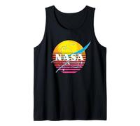 Logotipo Retro de exploración Espacial Artemis II de la NASA al Atardecer Camiseta sin Mangas
