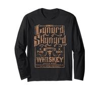 Logotipo retro de Lynyrd Skynyrd Whiskey Pure Southern Classic Rock Manga Larga