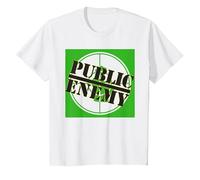 Logotipo Verde de Enemigo público Camiseta, Niños, Blanco, 12 años