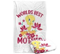 LOGOVISION Looney Tunes Mother's Day Tweety Worlds Best Mom Manta súper Suave con Tacto Sedoso - 91 x 147 cm