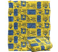 LOGOVISION Minions Positively Squares Pattern Silky Touch Super Soft Throw Blanket 152 X 127 Cm