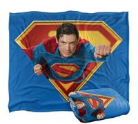 LOGOVISION Superman 2025 Flying Over Sshield Manta súper Suave con Tacto Sedoso - 152 x 127 cm