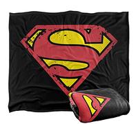 LOGOVISION Superman Blanket, 152 x 127 cm, Distressed Shield, Silky Touch Super Soft Throw Blanket