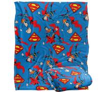 LOGOVISION Superman Flying Repeat Pattern Manta súper Suave con Tacto Sedoso - 152 x 127 cm