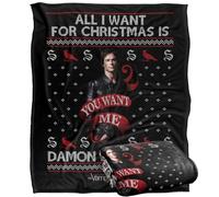 LOGOVISION The Vampire Diaries All I Want For Christmas Is Damon Salvatore Manta súper Suave con Tacto Sedoso - 152 x 127 cm