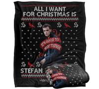 LOGOVISION The Vampire Diaries All I Want For Christmas Is Stefan Salvatore Manta súper Suave con Tacto Sedoso - 152 x 127 cm