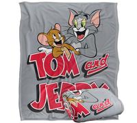 LOGOVISION Tom and Jerry Leaning with Logo Manta súper Suave con Tacto Sedoso - 152 x 127 cm
