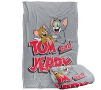 LOGOVISION Tom and Jerry Leaning with Logo Manta súper Suave con Tacto Sedoso - 91 x 147 cm