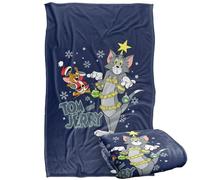 LOGOVISION Tom and Jerry Merry Christmas Tinsel Tangle Manta súper Suave con Tacto Sedoso - 91 x 147 cm