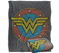 LOGOVISION Wonder Woman WW Vintage Emblem Manta súper Suave con Tacto Sedoso - 152 x 127 cm