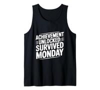 Logro Desbloqueado Sobrevivido Lunes motivación Gamer Camiseta sin Mangas