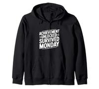Logro Desbloqueado Sobrevivido Lunes motivación Gamer Sudadera con Capucha