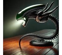 LOGT 2025 Nueva Lámpara de Mesa LED de Ciencia Ficción Alien 3D Resina Luz Nocturna, Escultura Negra en el Espacio Lámpara Decorativa Elemento Iluminación de Lámparas de Mesa 3D Monstruos Espaciales,B