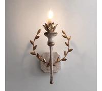 LOGT Florentina Vintage Aplique de Pared Flor de Interior Lámpara de Pared de Madera Retro rústica Iluminación de Pared de Estilo rústico Lámpara de mesilla de Noche Antigua Lámpara de Cama Larga