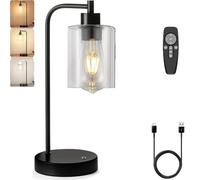 LOGT Lampada da tavolo in vetro a batteria Luce da tavolo Connessione USB Lettera da Scrivania Ricaricabile Luce da Scrivania Regolabile Luce da Comodino Lampada da Letto Retrò Ricaricabile Lettera