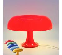LOGT Lámpara de Mesa Setas Naranja con Cable e Interruptor, Luminosidad Regulable 3000K/4000K/6000K, Lámpara de Mesita de Noche con 3 Niveles de Luminosidad, Iluminación Interior Decorativa,Rojo