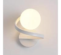 LOGT Lámpara LED Esférica de Pared para Interiores Lámpara Esférica de Cristal de 3 Colores, Lamparilla Espiral de Pared Lamparilla Redonda Vintage Decorativa para Salón Luz de Lectura Metálica Blanca