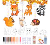 LOHAME 12 juegos de atrapasueños rizado DIY kit manualidades mapache para niños kit de manualidades kit manualidades para niños animales Suncatcher ornamentos-para niños hechos a mano otoño