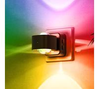 LOHAS-LED Enchufe de luz nocturna con sensor crepuscular, enchufe giratorio de 180°, 11 colores RGB y ámbar, luz de enchufe para Navidad, regalo, decoración de habitación infantil, fiesta, dormitorio