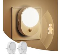 LOHAS-LED Luz nocturna con detector de movimiento y sensor crepuscular, blanco cálido 3000 K, brillo ajustable, luz nocturna para habitación infantil, escaleras, pasillo, dormitorio, cocina, baño, 2